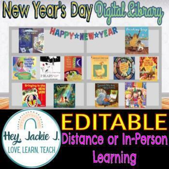 Preview of New Year's Day Virtual Digital Library ELA Hybrid Distance Google Editable