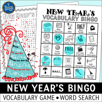 Preview of New Year's Day Vocabulary Bingo Game and Word Search