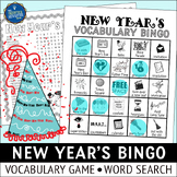 New Year's Day Vocabulary Bingo Game and Word Search