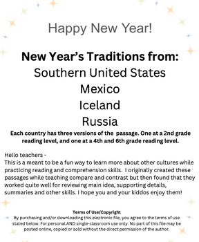 Preview of New Year's Differentiated Reading Passages