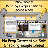 New Year's Digital Reading Comprehension Escape Room Grade