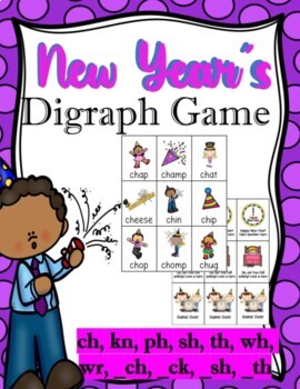 Preview of New Year's Digraph Game - ch, kn, ph, sh, th, wh, wr, _ch, _ck, _sh,