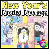 New Year's Directed Drawing, Art Activity & Drawing Worksheets