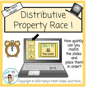 Preview of New Year's Distributive Property Race/Activity - Digital & Printable Game