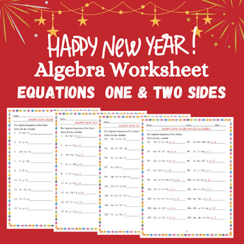Preview of New Year's Equations with the Variable on One and Two Sides Extensive Activity