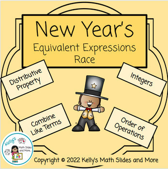 Preview of New Year's Equivalent Expressions Race Activity - Digital & Printable Game