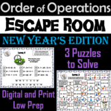 New Year's Escape Room Math: Order of Operations Game (4th