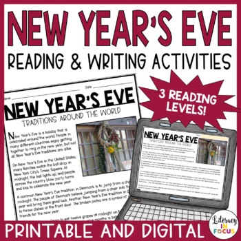 Preview of New Year's Eve Around the World Reading Comprehension Passages and Activities
