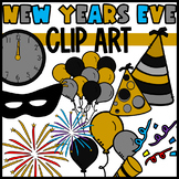 New Year's Eve Clip Art: Balloons, Masks, Clock, Party Hat