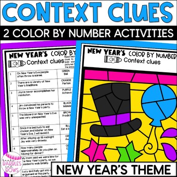Preview of New Year's Eve Color By Number Context Clues