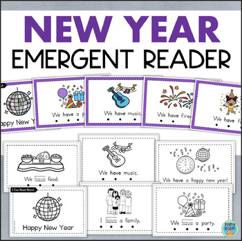 Preview of New Year's Eve Emergent Reader Kindergarten Sight Words Decodable Book