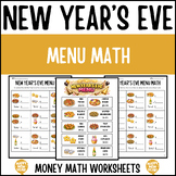 New Year's Eve Menu Math | Money Math Worksheets | Functional Math Activity