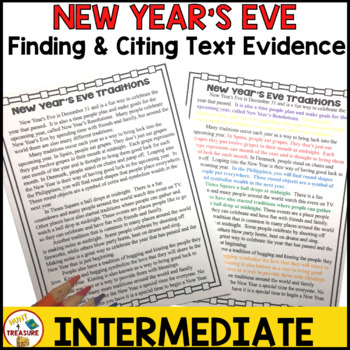 Preview of New Years Reading Passage | Finding and Citing Text Evidence