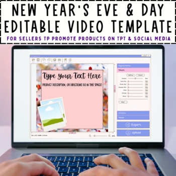 Preview of New Year's Eve and New Year's Day Editable Video Template For TPT Sellers
