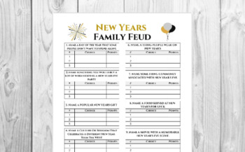 Preview of New Year's Family Feud Game | Holiday Game Printable | Family Games | Printable