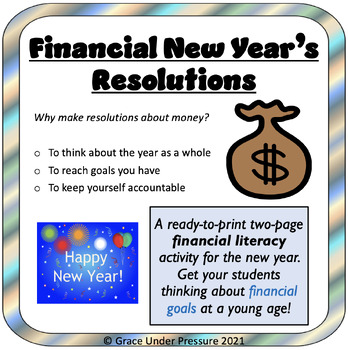Preview of Financial New Years Resolution 2024: Elementary - High School Financial Literacy