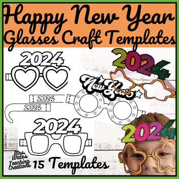 Preview of Happy New Year 2024 Craft Activity with Engaging Glasses Templates