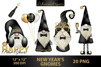 New Year’s Gnomes Clipart by Fantasy Cliparts | TPT