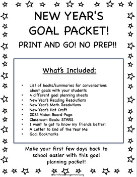 Preview of New Year's Goal Planning Packet- NO PREP! PRINT AND GO!