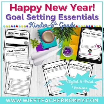 Preview of New Year's Goal Setting Essentials | Lower and Upper Grade (Print & Digital)