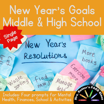 Preview of New Year's Goals for Middle & High School - Mental Health, Academics, Financial