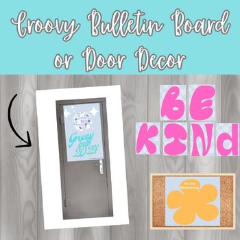Preview of New Year Groovy Retro Bulletin 2024 Board/ Door Decor/Poster Size Letters