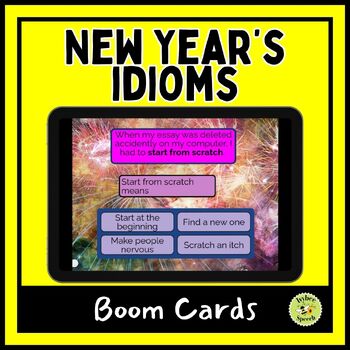Preview of New Year's Idioms in Context Digital Task Cards Activity Boom Cards