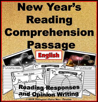 Preview of New Year’s Informational Text - Reading Responses Questions ENGLISH
