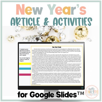 Preview of New Year's Informational Text and Activities, Grades 6-8, for Google Slides™