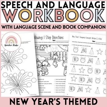 Preview of New Year's Language and Articulation Workbook for Speech Therapy NO PREP