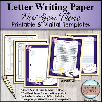 Preview of New Year's Letter Writing Paper Digital and Printable Templates