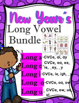 Preview of New Year's Long Vowel Game - a, e, i, o, u