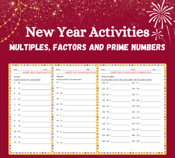 Preview of New Year's Math: Factors, Multiples And Prime Numbers Mysteries Activities