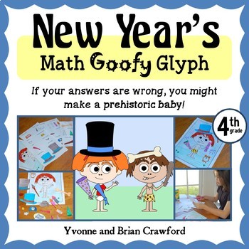 Preview of New Year's Math Goofy Glyph 4th Grade | Math Centers | Math Enrichment