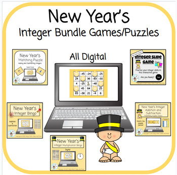 Preview of New Year's Math - Integer Bundle - Digital