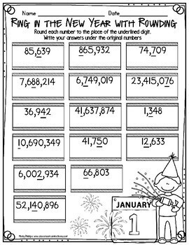 New Years Math Worksheet