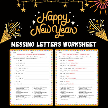 Preview of New Year's Messing Letters Woksheets - Vocabulary Worksheet Activity No Prep