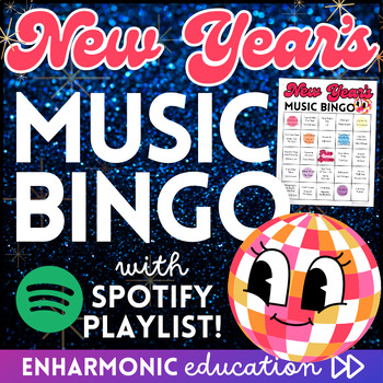 Preview of New Year's Music Bingo Game! Class Reward for Fun Friday Party, Brain Break 2024