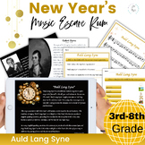 Auld Lang Syne New Year's Music Activities Escape Room, Mu