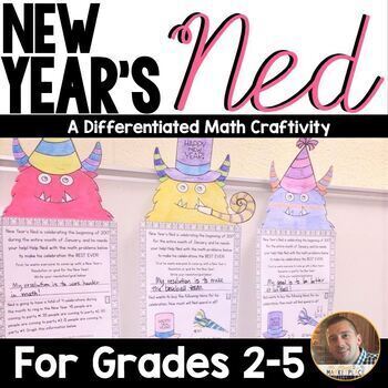 Preview of New Year's 2024 Craft Math & ELA Activity -  Multi-Step Word Problem Craftivity