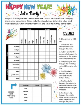 Preview of New Year's Party! - Critical Thinking Logic Puzzle with Zentangle Coloring Pages