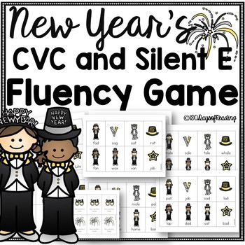 Preview of New Year's Phonics Short Vowel CVC Silent E Fluency Game Center Activities 