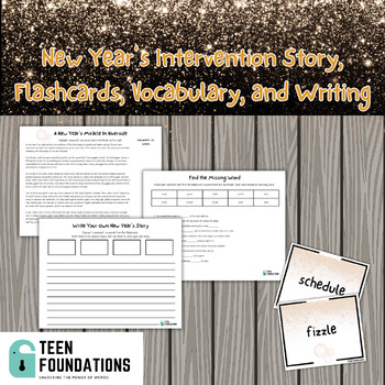 Preview of New Year's Phonics consonant -le | Intervention Story Flashcards Vocab Writing