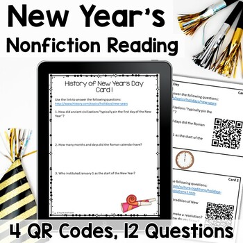 Preview of New Year's QR Code Activity | Nonfiction Reading | Digital | Distance Learning