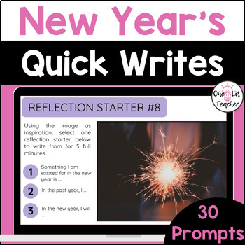 Preview of New Year's Quick Write Prompts for ELA Bell Ringers and Task Cards