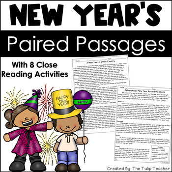 Preview of New Year's Reading Comprehension Paired Passages Close Reading Activities