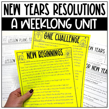 Preview of New Year's Resolution Reading Comprehension Passages & Small Group Activities