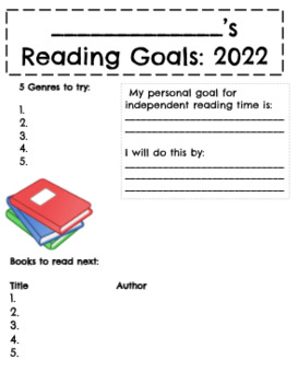 Preview of New Year's Reading Reflection and Goal Setting *Editable*