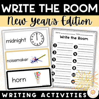 Preview of FREE New Year Real Picture Writing Activity | Pre-K Kindergarten Write the Room