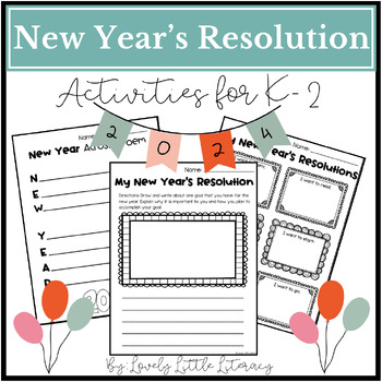 Preview of New Year's Resolution Activities for Kindergarten, First Grade, Second Grade